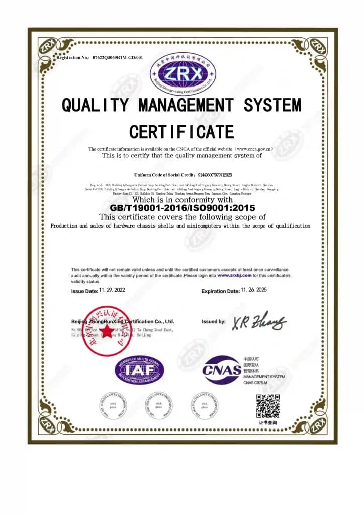 ISO certificates — ISO 9001:2015